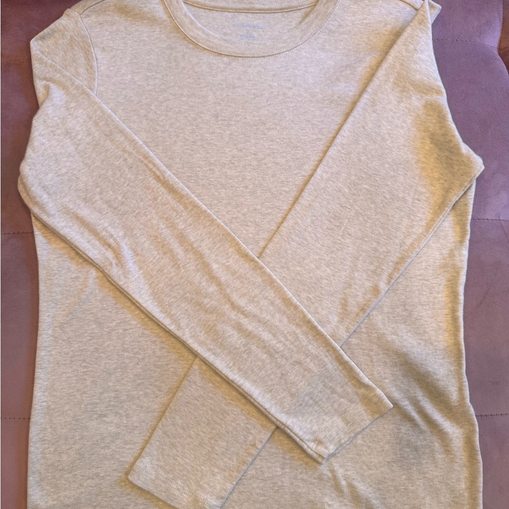 Lands' End Heather Cream Long Sleeve Tee